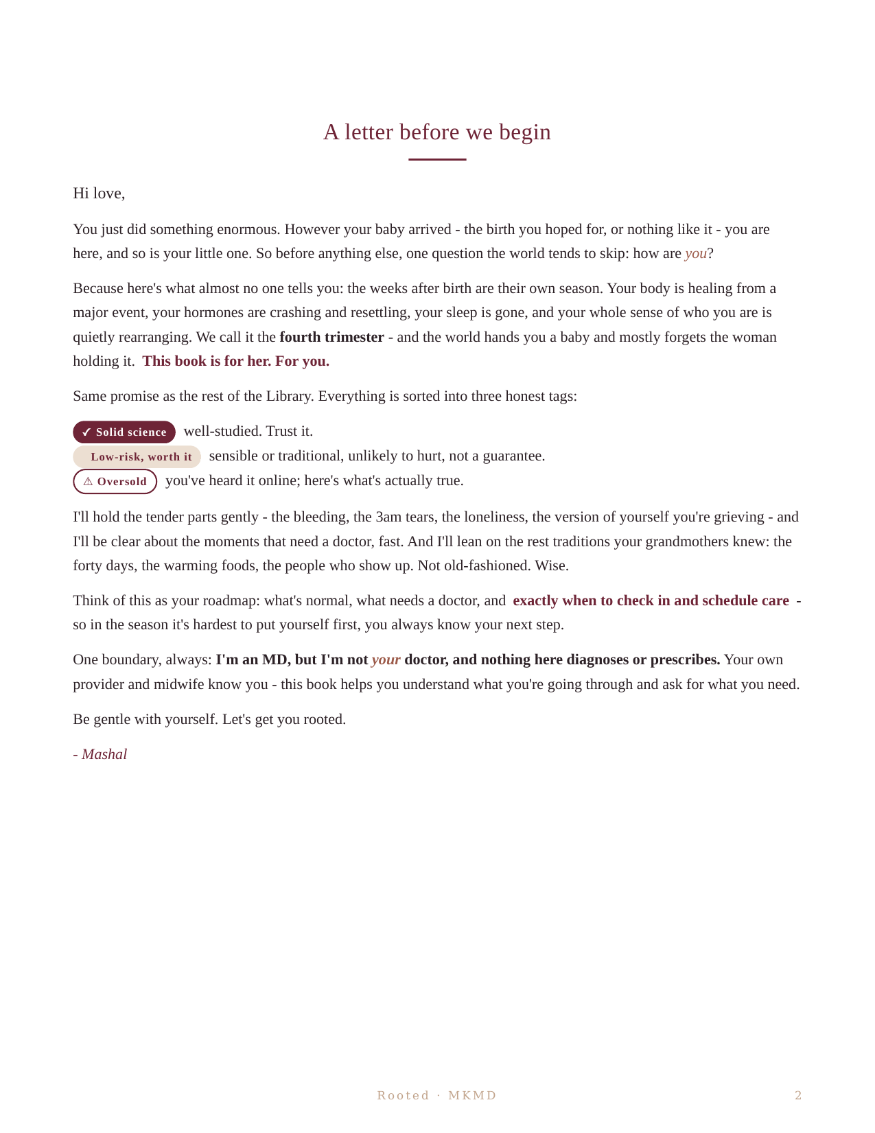 Rooted: A Fourth Trimester Guide
